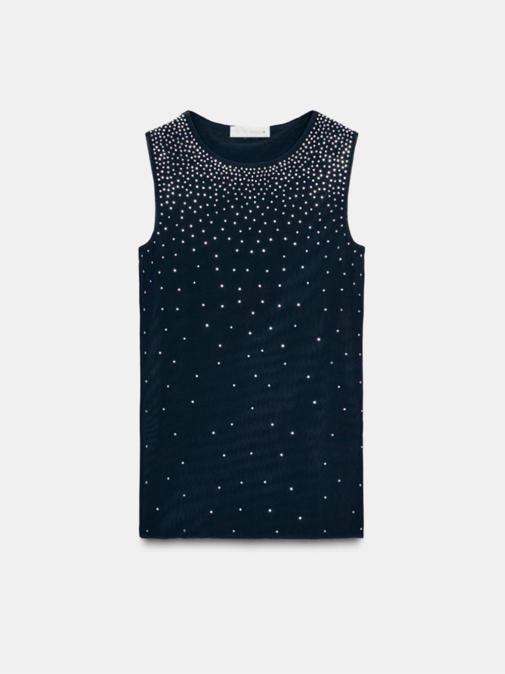 Zara Navy Sleeveless Top with Silver rhinestones
